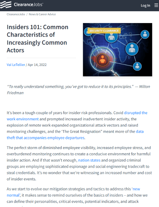 Insiders 101: Common Characteristics of Increasingly Common Actors