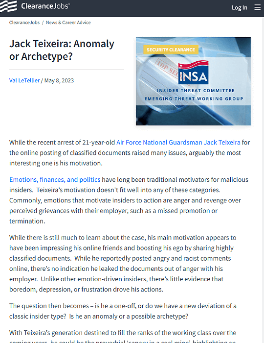 Jack Teixeira: Anomaly or Archetype?
